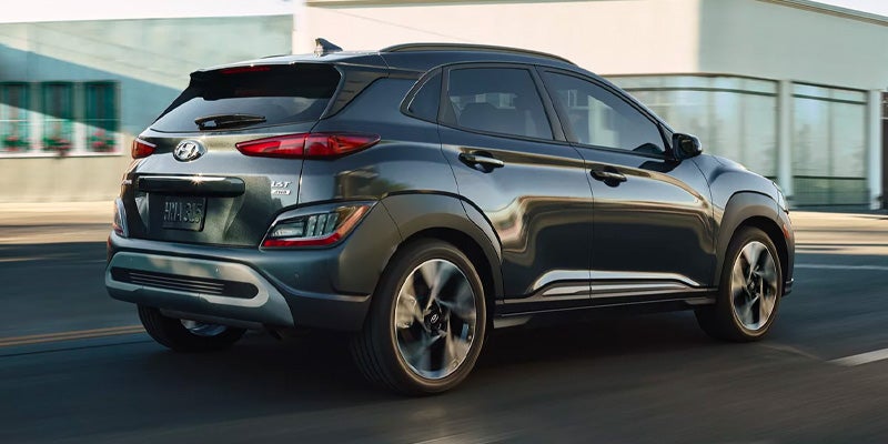 Hyundai Kona SUV rear three-quarter exterior view
