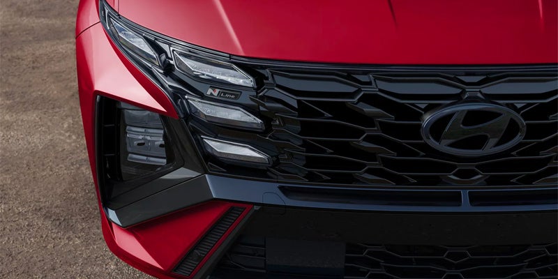 Hyundai Tucson N Line front grille and headlight close-up