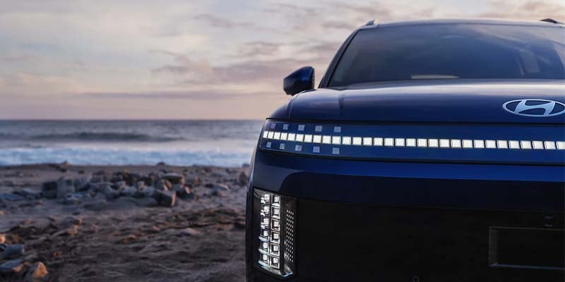 Hyundai IONIQ 9 LED light bar front fascia close-up