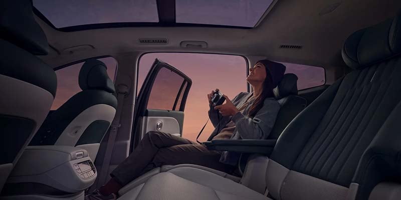Hyundai IONIQ 9 panoramic cabin interior with lounge seating